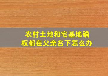 农村土地和宅基地确权都在父亲名下怎么办