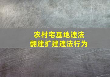 农村宅基地违法翻建扩建违法行为