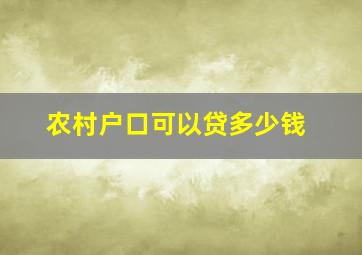 农村户口可以贷多少钱