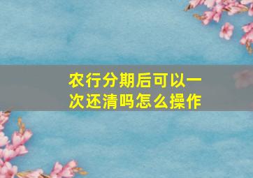 农行分期后可以一次还清吗怎么操作