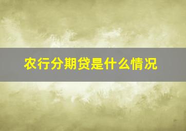 农行分期贷是什么情况