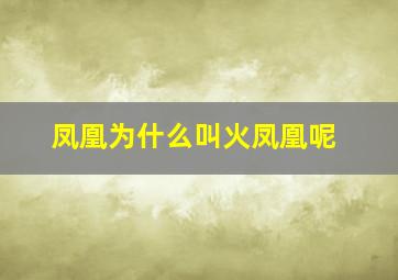 凤凰为什么叫火凤凰呢