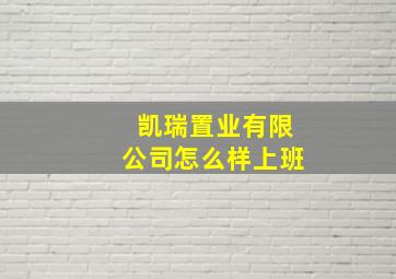 凯瑞置业有限公司怎么样上班