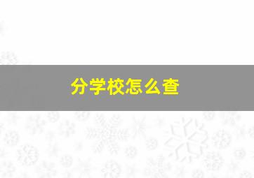 分学校怎么查