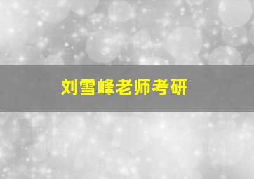 刘雪峰老师考研