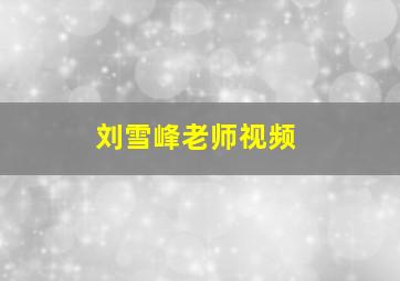 刘雪峰老师视频