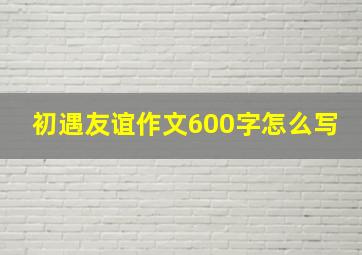 初遇友谊作文600字怎么写