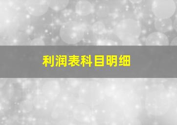 利润表科目明细