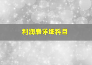 利润表详细科目