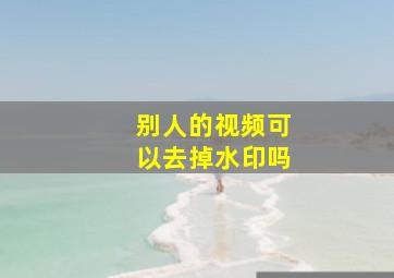 别人的视频可以去掉水印吗