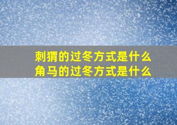 刺猬的过冬方式是什么角马的过冬方式是什么