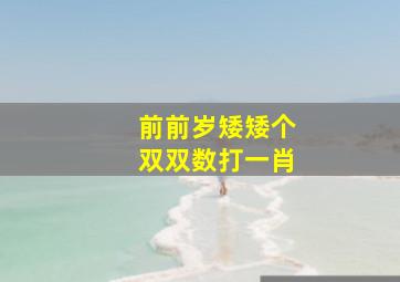 前前岁矮矮个双双数打一肖