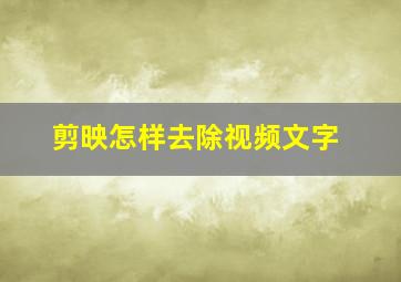 剪映怎样去除视频文字