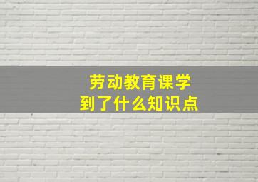 劳动教育课学到了什么知识点