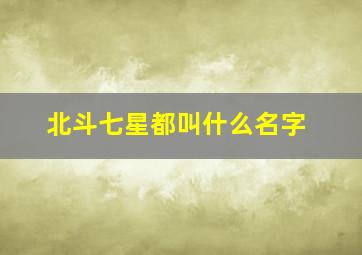 北斗七星都叫什么名字