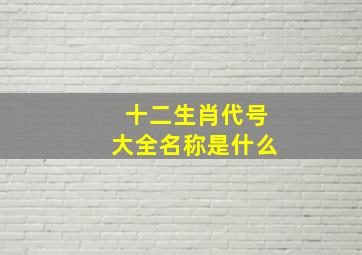 十二生肖代号大全名称是什么