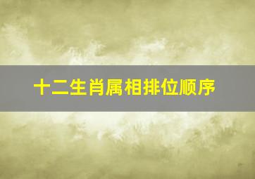 十二生肖属相排位顺序