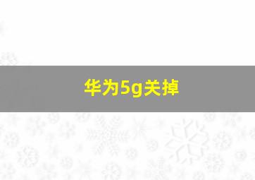 华为5g关掉