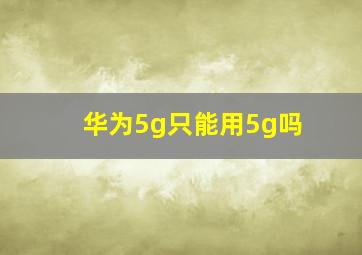 华为5g只能用5g吗