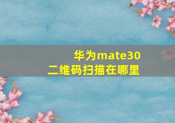 华为mate30二维码扫描在哪里