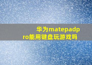 华为matepadpro能用键盘玩游戏吗