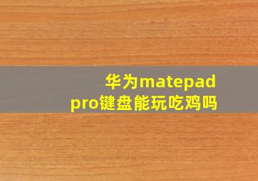 华为matepadpro键盘能玩吃鸡吗