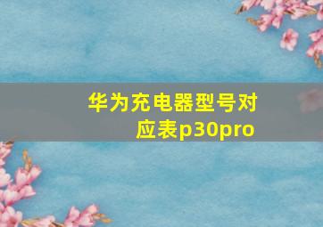 华为充电器型号对应表p30pro