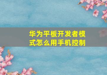 华为平板开发者模式怎么用手机控制