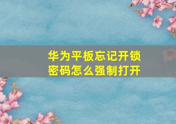 华为平板忘记开锁密码怎么强制打开