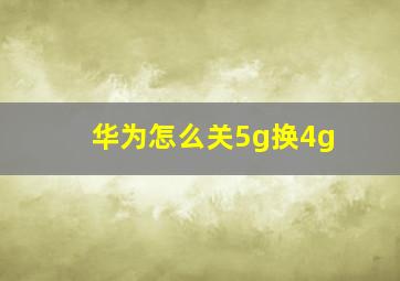 华为怎么关5g换4g