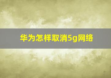 华为怎样取消5g网络