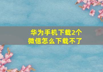 华为手机下载2个微信怎么下载不了