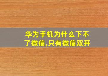 华为手机为什么下不了微信,只有微信双开