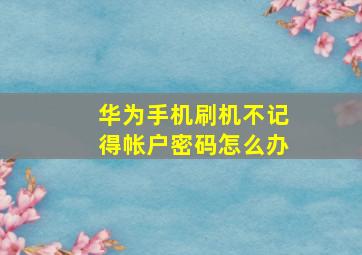 华为手机刷机不记得帐户密码怎么办