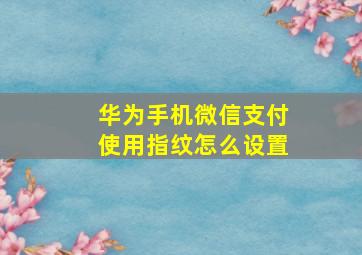 华为手机微信支付使用指纹怎么设置