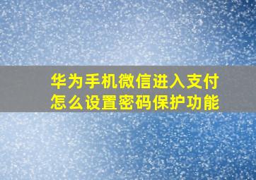 华为手机微信进入支付怎么设置密码保护功能