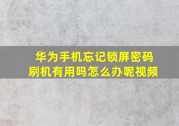 华为手机忘记锁屏密码刷机有用吗怎么办呢视频