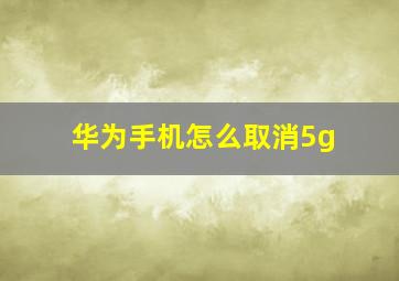 华为手机怎么取消5g