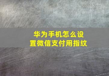 华为手机怎么设置微信支付用指纹