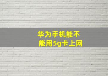 华为手机能不能用5g卡上网