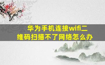 华为手机连接wifi二维码扫描不了网络怎么办