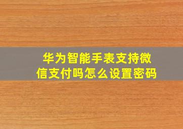 华为智能手表支持微信支付吗怎么设置密码