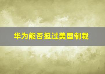 华为能否挺过美国制裁