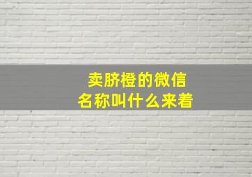 卖脐橙的微信名称叫什么来着