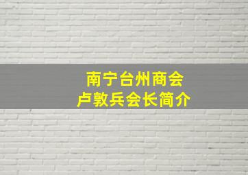 南宁台州商会卢敦兵会长简介