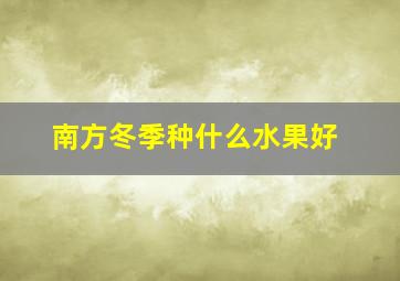 南方冬季种什么水果好