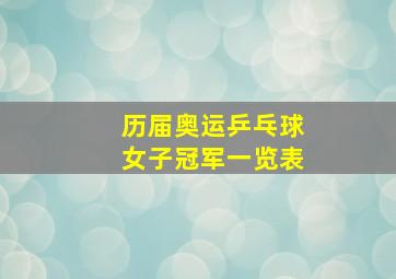 历届奥运乒乓球女子冠军一览表