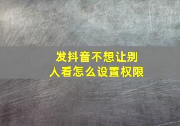 发抖音不想让别人看怎么设置权限