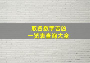 取名数字吉凶一览表查询大全