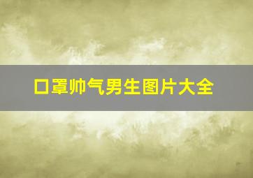 口罩帅气男生图片大全